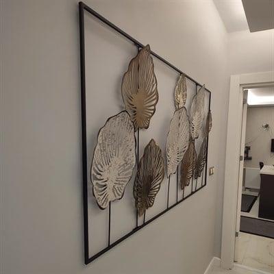 Hülya Ç. İçin Özel Olarak Hazırlanmış Duvar Dekoru, 140x85 cm Boyutlarında, Büyük Boy Metal Duvar Tablosu, Özel Üretim Yaldızlı Tablo
