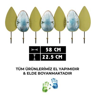 Ihlamur Dekoratif Metal Duvar Askısı – Yaprak Figürlü Duvar Askısı, Renkli Duvar Askısı, Modern Tasarım, Ev Ofis ve Otel İçin Modern Askılık