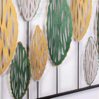 Leaves Zarif Metal Duvar Tablosu, Modern Yaprak Dekoru, Ev ve Ofis İçin Şık Duvar Süsü