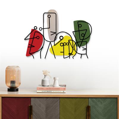 Line Art Estetik Ahşap Detaylı Metal Tablo – Geometrik Duvar Panosu, Özgür Ruh Dekorasyonu, Metal Duvar Aksesuarları