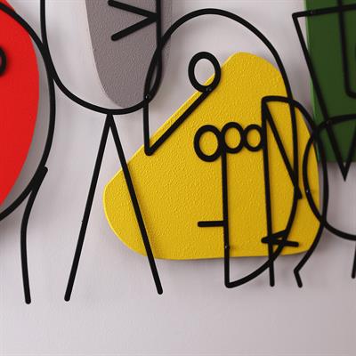 Line Art Estetik Ahşap Detaylı Metal Tablo – Geometrik Duvar Panosu, Özgür Ruh Dekorasyonu, Metal Duvar Aksesuarları