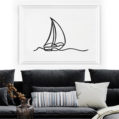 Luna Velaire – Yelkenli Temalı Modern Metal Duvar Tablosu, Romantik Tekne Motifli Duvar Dekoru