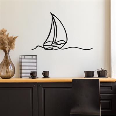 Luna Velaire – Yelkenli Temalı Modern Metal Duvar Tablosu, Romantik Tekne Motifli Duvar Dekoru