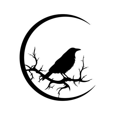 Lunacrow Gizemli Kuzgun Temalı Metal Duvar Tablosu, Gotik Tarzda Kuzgun Dekoru