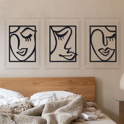 Lusty Üç Parça Metal Duvar Tablosu | Modern, Sanatsal ve Dekoratif Duvar Aksesuarı