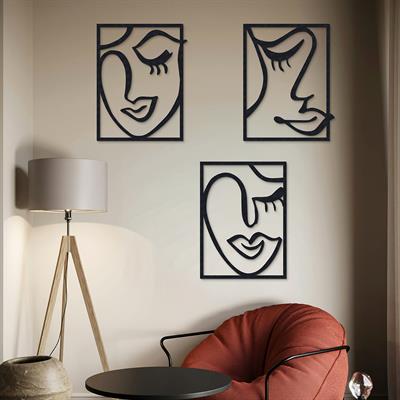 Lusty Üç Parça Metal Duvar Tablosu | Modern, Sanatsal ve Dekoratif Duvar Aksesuarı