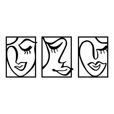 Lusty Üç Parça Metal Duvar Tablosu | Modern, Sanatsal ve Dekoratif Duvar Aksesuarı