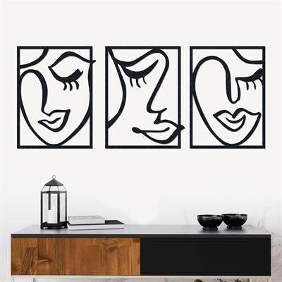 Lusty Üç Parça Metal Duvar Tablosu | Modern, Sanatsal ve Dekoratif Duvar Aksesuarı