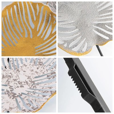 Melo Metal Duvar Tablo Seti, Üç Parça Modern Yaprak Desenli Dekorasyon, Pastel Renkli Duvar Süsleri