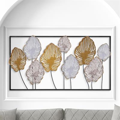 Melo Metal Duvar Tablosu – Modern Yaprak Temalı Dekorasyon, Yazlık Ev Süsleri, Pastel Tonlar Duvar Panosu