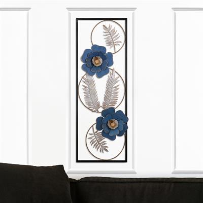 Menguen Çiçekli Metal Tablo – Dekoratif Duvar Panosu, Ev Ofis Otel Duvar Aksesuarı