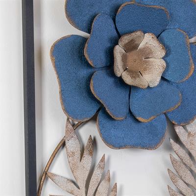 Menguen Çiçekli Metal Tablo – Dekoratif Duvar Panosu, Ev Ofis Otel Duvar Aksesuarı