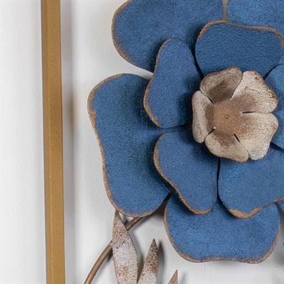 Menguen Gold Çerçeveli Metal Tablo – Çiçekli Duvar Sanatı, Ev Ofis Otel İçin Dekoratif Pano