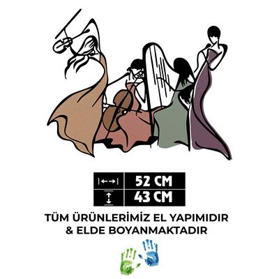 Music Ahşap Detaylı Metal Duvar Tablosu, Ev Ofis Duvar Panosu, Renkli Metal Tablo, Modern Metal Dekoratif Tablo
