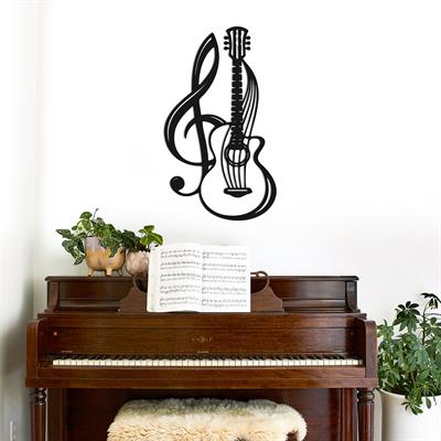My Music Dekoratif Metal Tablo, Gitar Motifli Duvar Dekoru