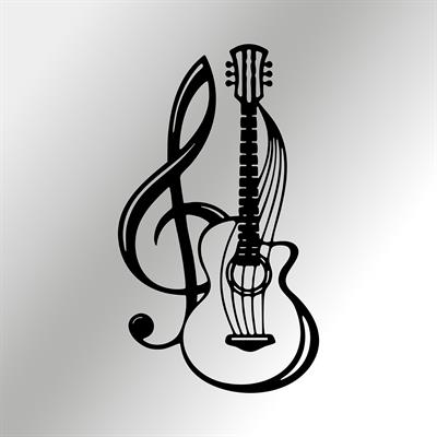 My Music Dekoratif Metal Tablo, Gitar Motifli Duvar Dekoru