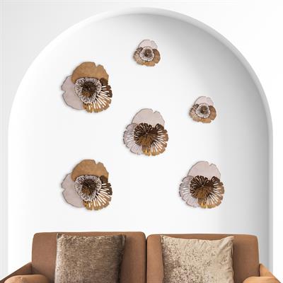 Name 6lı Çiçekli Metal Duvar Panosu- Dekoratif Duvar Süsü, Sanatsal Tablo, Kapalı Balkon Dekorasyonları