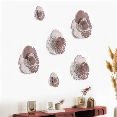 Name 6lı Metal Duvar Panosu – Ev Balkon Aksesuarları, Doğa Temalı Duvar Tablosu, Koridor ve Antre Dekoru, Çiçekli Duvar Sanatı