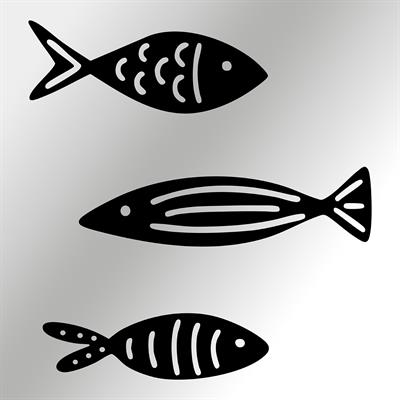 Nemos Üçlü Balık Figürlü Modern Metal Duvar Tablosu, Deniz Altı Duvar Dekor Seti