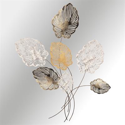 Nino Gold Yaprak Desenli Metal Duvar Panosu, Hediyelik Dekoratif Ürün, Naturel Desenli Duvar Dekoru
