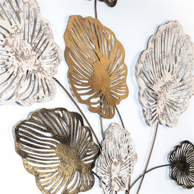 Nino Gold Yaprak Desenli Metal Duvar Panosu, Hediyelik Dekoratif Ürün, Naturel Desenli Duvar Dekoru