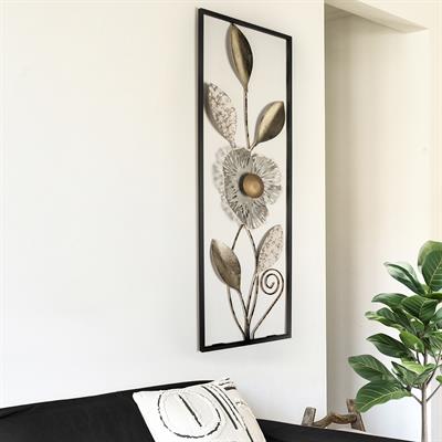 Orchid Çiçek Desenli, Gold İşleme Detaylı Metal Tablo, Salon Koridor Mutfak İçin Yeni Nesil Duvar Dekoru