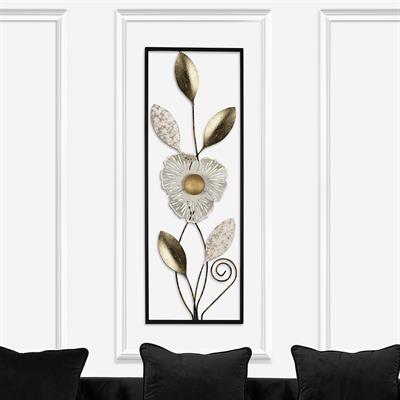 Orchid Çiçek Desenli, Gold İşleme Detaylı Metal Tablo, Salon Koridor Mutfak İçin Yeni Nesil Duvar Dekoru