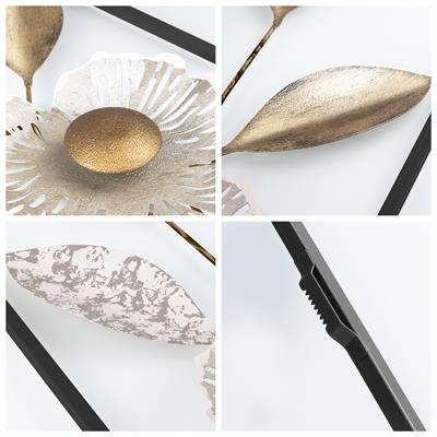 Orchid Çiçek Desenli, Gold İşleme Detaylı Metal Tablo, Salon Koridor Mutfak İçin Yeni Nesil Duvar Dekoru