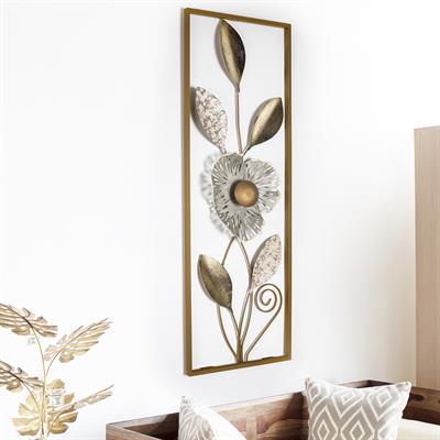 Orchid Çiçek Motifli Yaldızlı Metal Tablo, Yeni Nesil Duvar Süsü, Yeni Ev Hediyesi Duvar Dekoru