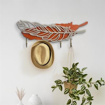 Pluma Dekoratif Tüy Figürlü Duvar Askısı – Kapı Duvar Askısı, Oteller İçin Modern Askılık, Metal Renkli Duvar Askısı, Ev Dekorasyonu