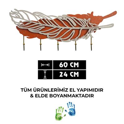 Pluma Dekoratif Tüy Figürlü Duvar Askısı – Kapı Duvar Askısı, Oteller İçin Modern Askılık, Metal Renkli Duvar Askısı, Ev Dekorasyonu