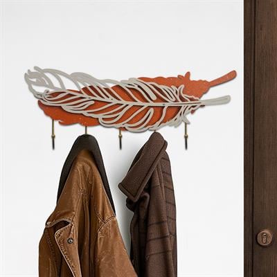 Pluma Dekoratif Tüy Figürlü Duvar Askısı – Kapı Duvar Askısı, Oteller İçin Modern Askılık, Metal Renkli Duvar Askısı, Ev Dekorasyonu
