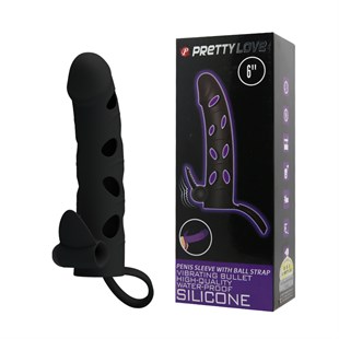 Titreşimli Klitoral Uyarıcılı Uzatmalı Penis Kılıfı Zenci 15cm (Ürün kodu: B1216)