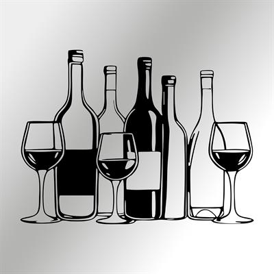Rosso Amante Kadeh ve Şarap Metal Tablo, Cafe-Bar-Mutfak Dekoru, Estetik Duvar Süsü
