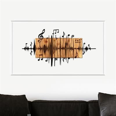 Müzik - Ahşap ve Metal Duvar Dekoru, Müzik Temalı El Yapımı Sanat Eseri, Trend Ev Duvar Panosu, Modern ve Trend Tasarım