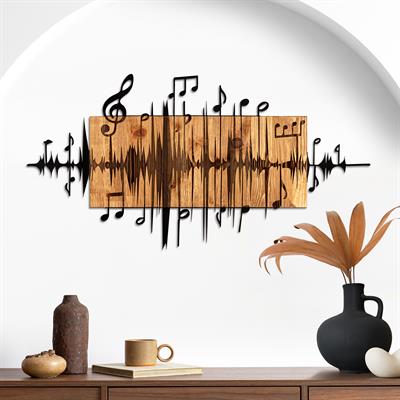 Müzik - Ahşap ve Metal Duvar Dekoru, Müzik Temalı El Yapımı Sanat Eseri, Trend Ev Duvar Panosu, Modern ve Trend Tasarım