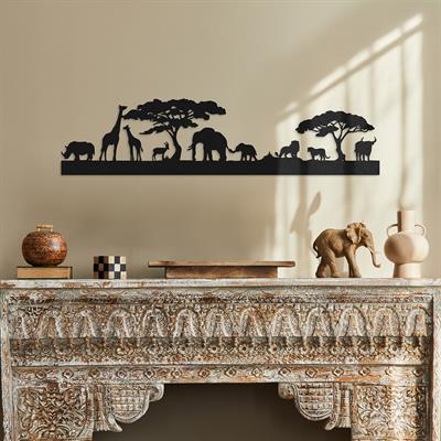 Savanna Afrika Metal Duvar Dekoru, Safari Hayvanları Tablosu
