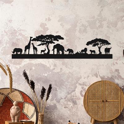 Savanna Afrika Metal Duvar Dekoru, Safari Hayvanları Tablosu