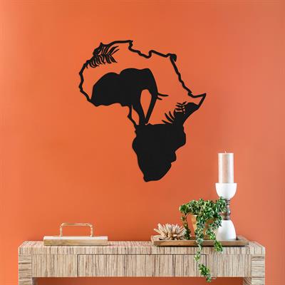 Savanna Metal Duvar Tablosu, Afrika Haritası ve Safari Temalı Duvar Dekoru