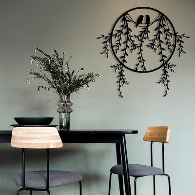 Sirayet Kuş Motifli Romantik Metal Duvar Dekoru, Özel Gün Hediyesi Metal Tablo