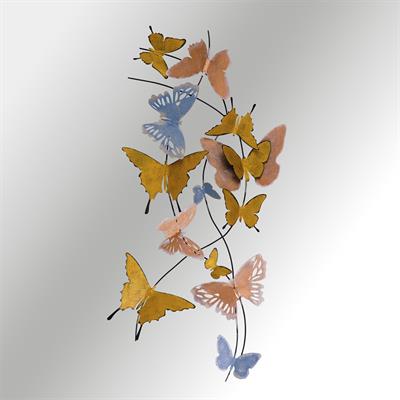 Spring Kelebek Motifli Metal Duvar Panosui, Renkli Ev Dekoru, Kelebek Duvar Tablosu