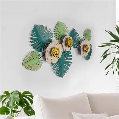 Tropical Metal Duvar Tablosu, Çiçekli Duvar Dekoru, Tablo, Ev Ofis Duvar Süsü Metal