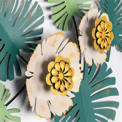 Tropical Metal Duvar Tablosu, Çiçekli Duvar Dekoru, Tablo, Ev Ofis Duvar Süsü Metal