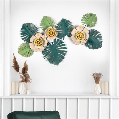 Tropical Metal Duvar Tablosu, Çiçekli Duvar Dekoru, Tablo, Ev Ofis Duvar Süsü Metal