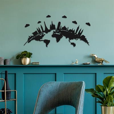 Urban – İkonik Mimari Figürlü Modern Metal Duvar Tablosu, Ofis ve Lobi Dekoru