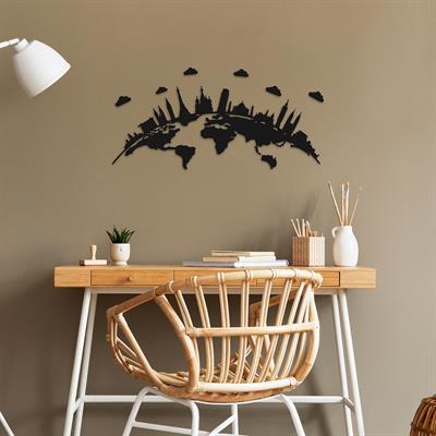 Urban – İkonik Mimari Figürlü Modern Metal Duvar Tablosu, Ofis ve Lobi Dekoru