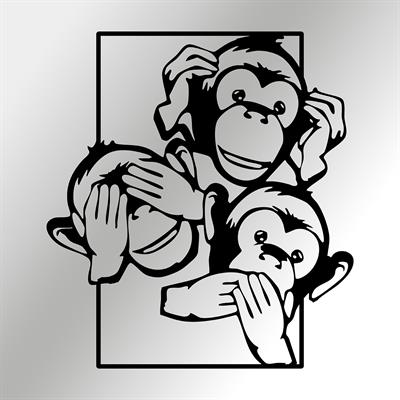 Wise Monkeys Üç Maymun Metal Duvar Panosu, Eğlenceli Metal Tablo