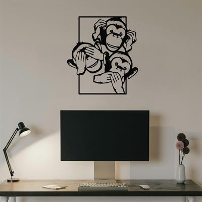 Wise Monkeys Üç Maymun Metal Duvar Panosu, Eğlenceli Metal Tablo