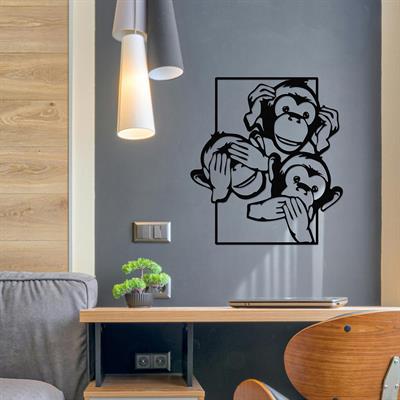 Wise Monkeys Üç Maymun Metal Duvar Panosu, Eğlenceli Metal Tablo