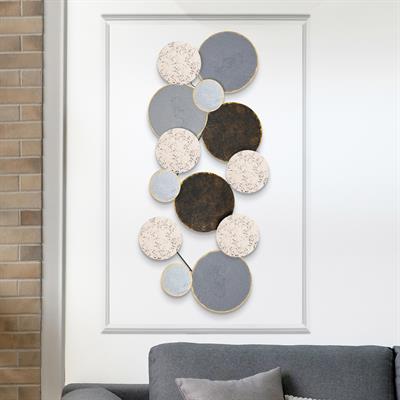 Wise Yuvarlak Metal Tablo, Soyut Desenli Duvar Dekoru, Otel ve Lobi Süsü